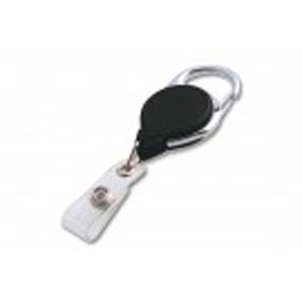 BRADY PEOPLE, CARABINER REEL WITH STD STRAP END-BLACK SOLD IN PACKS OF 25, PRICE PER PACK